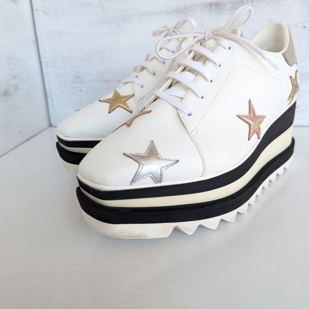 Stella McCartney White Black Cream Platform Sneakers - Picture 8 of 16